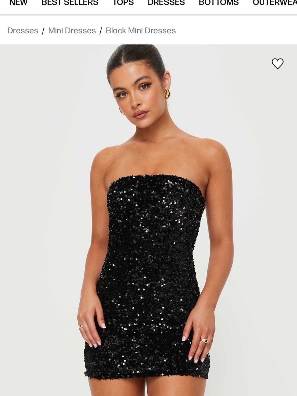 Princess Polly Black Sequin Strapless Mini Dress